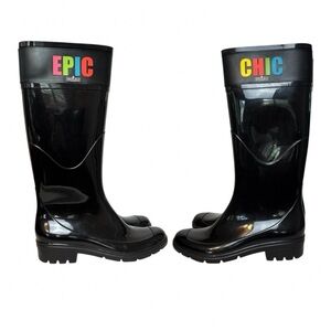 LEMON JELLY - BLACK High Gloss Rain Boot. Epic Chic. 
Size: 38 = ladies 8